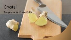  Presentation with root - Theme with food fruits and healthy eating background and a coral colored foreground