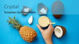  Presentation with healthy eating - Presentation having food-fruits-and-healthy-eating background and a cyan colored foreground