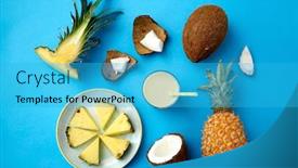  Presentation with healthy drink - Cool new slide set with food-fruits-and-healthy-eating backdrop and a cyan colored foreground