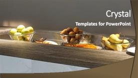  Presentation with food service - Presentation theme consisting of food fruits in hotel service background and a dark gray colored foreground
