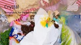  Presentation with food waste fresh in garbage - Amazing PPT layouts having food garbage texture and objects backdrop and a coral colored foreground