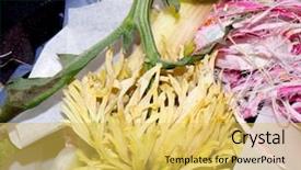  Presentation with garbage - PPT theme featuring food garbage texture and objects background and a yellow colored foreground