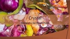  Presentation with food waste fresh in garbage - Beautiful presentation design featuring food garbage texture and objects backdrop and a  colored foreground