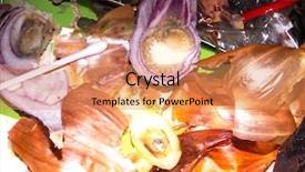  Presentation with food waste fresh in garbage - Audience pleasing PPT layouts consisting of food garbage texture and objects backdrop and a  colored foreground