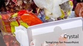  Presentation with garbage - Theme with food garbage texture and objects background and a  colored foreground