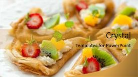 Presentation with simple soft fire - Slide deck featuring food garnish - crepes with soft cheese strawberries background and a gold colored foreground