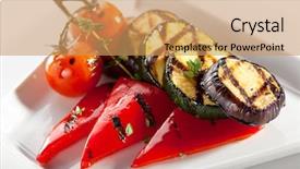  Presentation with grilled - PPT layouts having food garnish - grilled vegetables background and a coral colored foreground