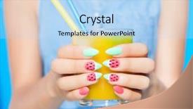  Presentation with nail art - Audience pleasing theme consisting of food gels - hands close up of young backdrop and a light blue colored foreground