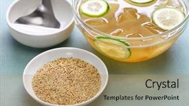  Presentation with seeds farmer - Cool new PPT theme with food gels - homemade aiyu jelly and aiyu backdrop and a coral colored foreground