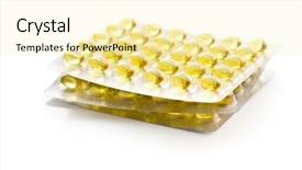  Presentation with omega 3 fish oils - Audience pleasing slide deck consisting of food gels - omega 3 gel capsules fish backdrop and a blonde colored foreground