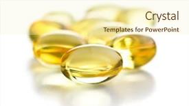  Presentation with food fish - PPT theme featuring food gels - omega 3 gel capsules fish background and a cream colored foreground
