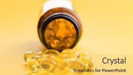 Presentation with food fish - PPT theme consisting of food gels - omega 3 gel capsules fish background and a yellow colored foreground
