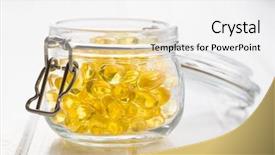  Presentation with capsules - Beautiful PPT theme featuring food gels - omega 3 gel capsules backdrop and a white colored foreground