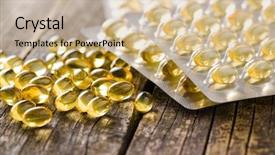  Presentation with old wooden table food - Theme featuring food gels - omega 3 gel capsules background and a soft green colored foreground