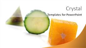  Presentation with geometry - Cool new PPT theme with food geometry concept from orange and cucumber backdrop and a white colored foreground