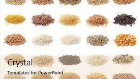  Presentation with food white - Beautiful presentation theme featuring food grains - cereals collection isolated on white backdrop and a lemonade colored foreground