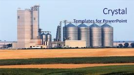  Presentation with warehouse - Theme having food grains - grain warehouse background and a sky blue colored foreground