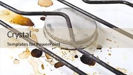  Presentation with gas - Slide deck featuring food grease - dirty gas stove background and a  colored foreground