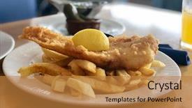 Presentation with fish and chips - Amazing theme having food grease fat - classic restaurant dish of english backdrop and a gold colored foreground