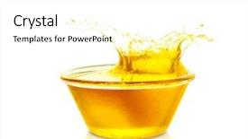  Presentation with cooking oil - Slide deck enhanced with food grease fat - cooking oil splashing from bowl background and a white colored foreground