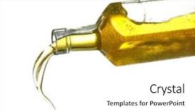  Presentation with cooking oil - Audience pleasing slide deck consisting of food grease fat - pouring cooking oil from bottle backdrop and a white colored foreground