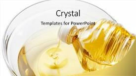  Presentation with oil plastic - Beautiful slides featuring food grease fat - pouring cooking oil from plastic backdrop and a white colored foreground