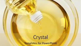  Presentation with cooking oil - Beautiful theme featuring food grease fat - pouring cooking oil from plastic backdrop and a yellow colored foreground