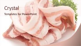  Presentation with isolated fall oak leaf - Amazing slides having food grease fat - sliced bacon and parsley leaves backdrop and a lemonade colored foreground