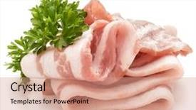  Presentation with isolated fall oak leaf - Beautiful PPT layouts featuring food grease fat - sliced bacon and parsley leaves backdrop and a  colored foreground