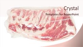  Presentation with pork rib - Theme with food grease fat - vacuum packed fresh pork ribs background and a lemonade colored foreground
