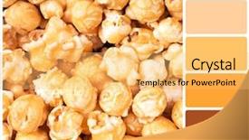  Presentation with pink colour food - PPT layouts having food groups chart - background of caramel popcorn background and a yellow colored foreground