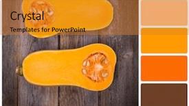  Presentation with cut - Slides with food groups chart - cut butternut squash over vintage background and a gold colored foreground