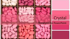  Presentation with pink colour - PPT theme featuring food groups chart - pink sugared almonds background and a coral colored foreground