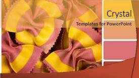  Presentation with pink colour food - PPT layouts featuring food groups chart - speciality farfelle pasta with yellow background and a yellow colored foreground