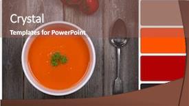  Presentation with old wood - Audience pleasing slide set consisting of food groups chart - tomato soup over old wood backdrop and a  colored foreground
