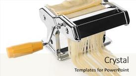  Presentation with dough - Theme enhanced with food handling - metal pasta maker machine background and a lemonade colored foreground