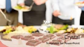  Presentation with appetizers - Theme having food harina - appetizers mini desserts on catering background and a  colored foreground