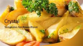  Presentation with planets deep space - Cool new PPT theme with food harina - deep fried potato slice garnished backdrop and a gold colored foreground