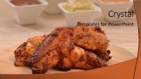  Presentation with fried chicken - Colorful presentation design enhanced with food harina - fried chicken wings and sauce backdrop and a  colored foreground