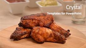  Presentation with dip - Audience pleasing slide set consisting of food harina - fried chicken wings and sauce backdrop and a  colored foreground
