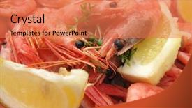  Presentation with buah jeruk lemon - Presentation design enhanced with food harina - shrimps and lemon background and a  colored foreground