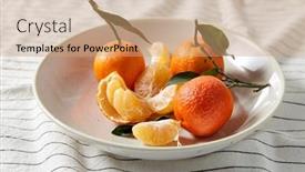  Presentation with drapery - Presentation theme featuring food-healthy-eating-and-fruits background and a coral colored foreground