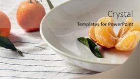  Presentation with drapery - Presentation design featuring food-healthy-eating-and-fruits background and a coral colored foreground