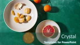  Presentation with healthy juice - Slides featuring food-healthy-eating-and-fruits background and a ocean colored foreground