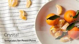  Presentation with drapery - Colorful presentation design enhanced with food-healthy-eating-and-fruits backdrop and a soft green colored foreground