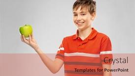  Presentation with polo - Presentation theme having food-healthy-eating-and-people background and a coral colored foreground