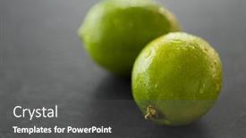 Presentation with vegetarian - Presentation theme having food healthy eating and vegetarian concept - close up of whole limes on slate table top background and a dark gray colored foreground
