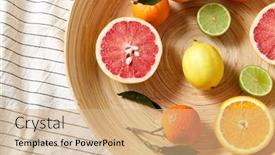  Presentation with citrus - PPT theme having food-healthy-eating-and-vegetarian background and a coral colored foreground