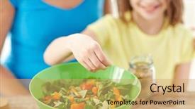  Presentation with family healthy eating - Audience pleasing slide set consisting of food healthy eating family backdrop and a yellow colored foreground