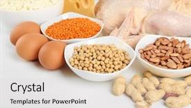  Presentation with protein food - Colorful PPT theme enhanced with food high in protein isolated on white backdrop and a light gray colored foreground